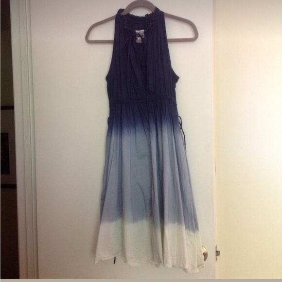 Converse Blue Ombré Midi Sundress with raw hem and corset back 100% cotton - Picture 1 of 13